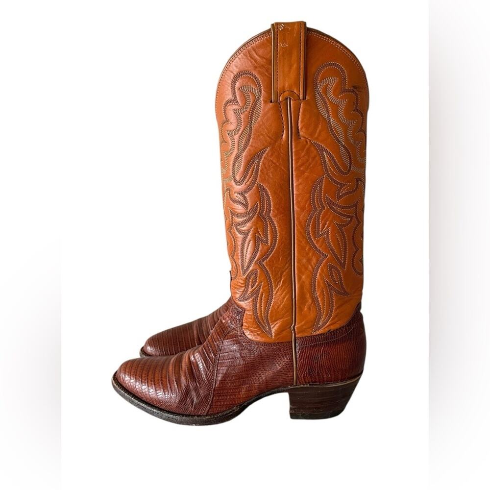 JUSTIN Boots Lizard Leather Western Cowboy Rodeo Boots Sz 6.5B